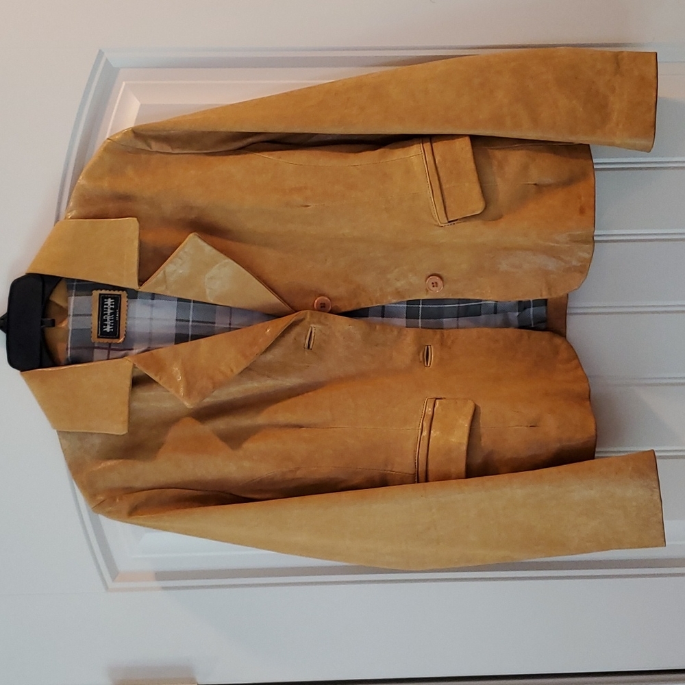 Tan leather coat